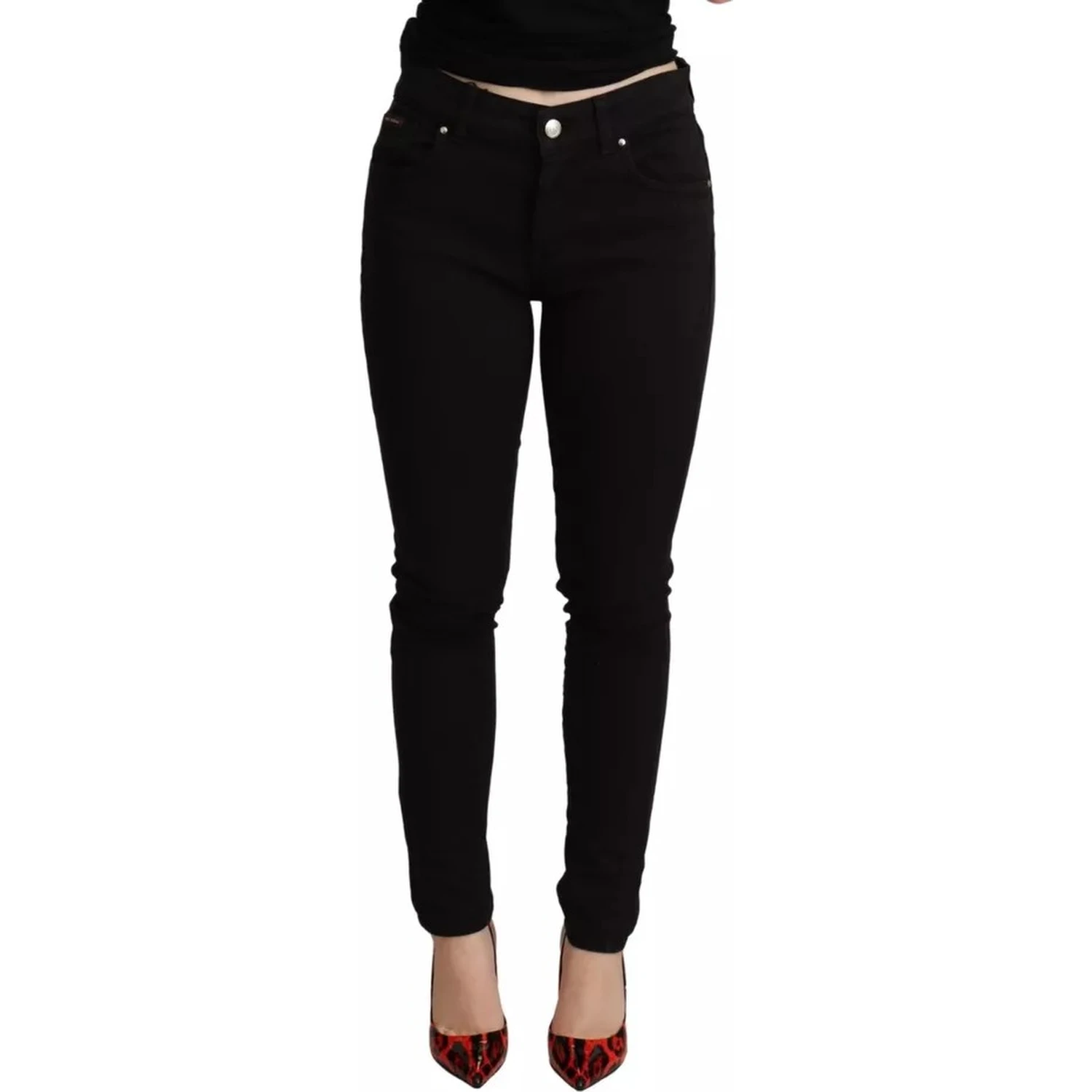 Black Cotton Stretch Skinny Denim Jeans