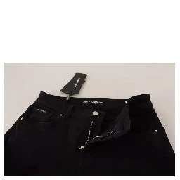 Black Cotton Stretch Skinny Denim Jeans