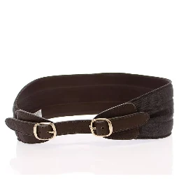 Brown D&G Leather Linnen Logo Belt