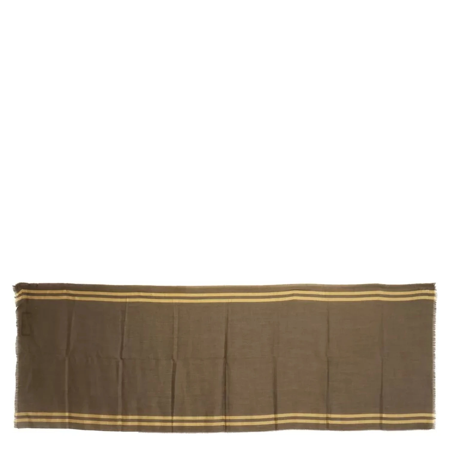Green Striped Cashmere Wrap Fringes Scarf