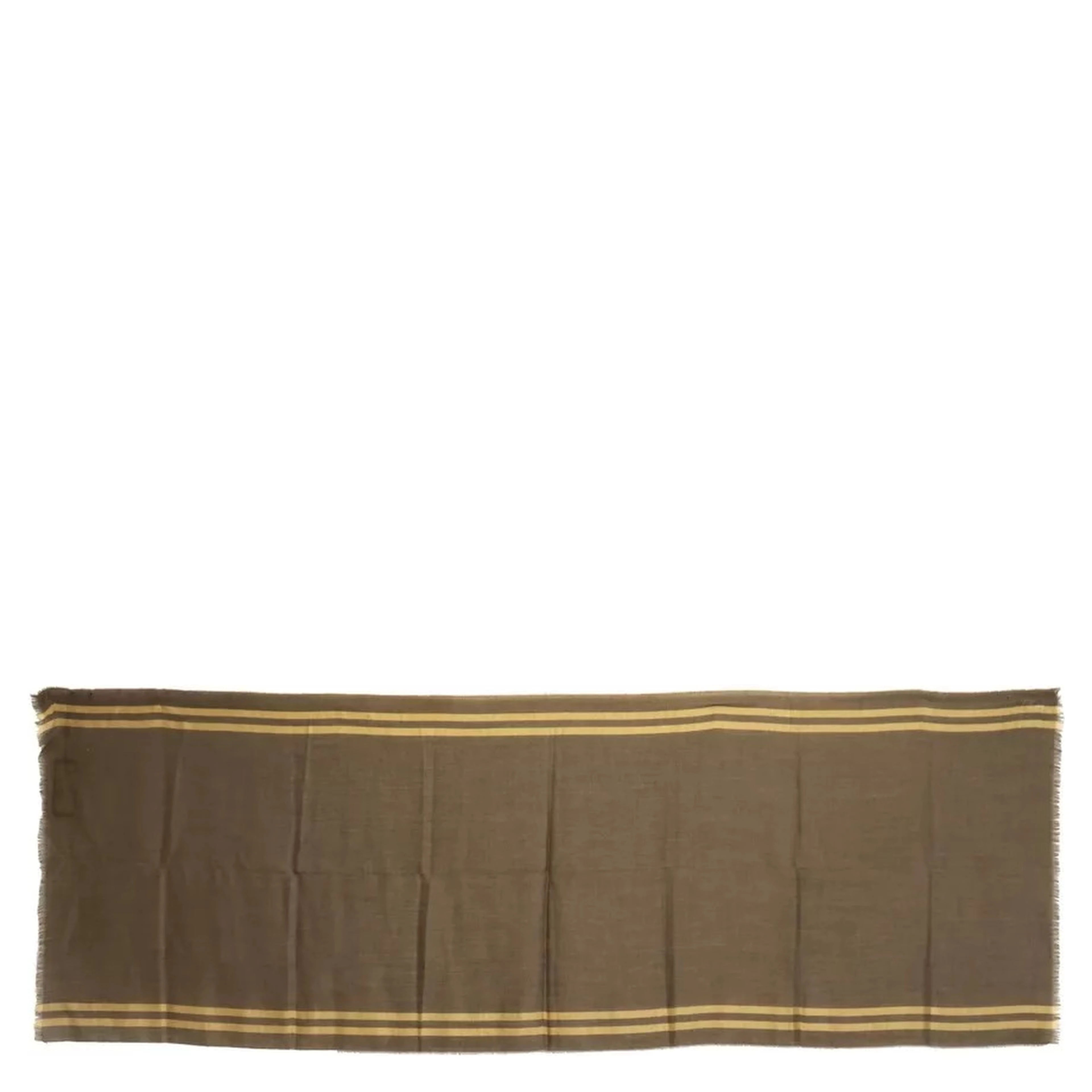 Green Striped Cashmere Wrap Fringes Scarf