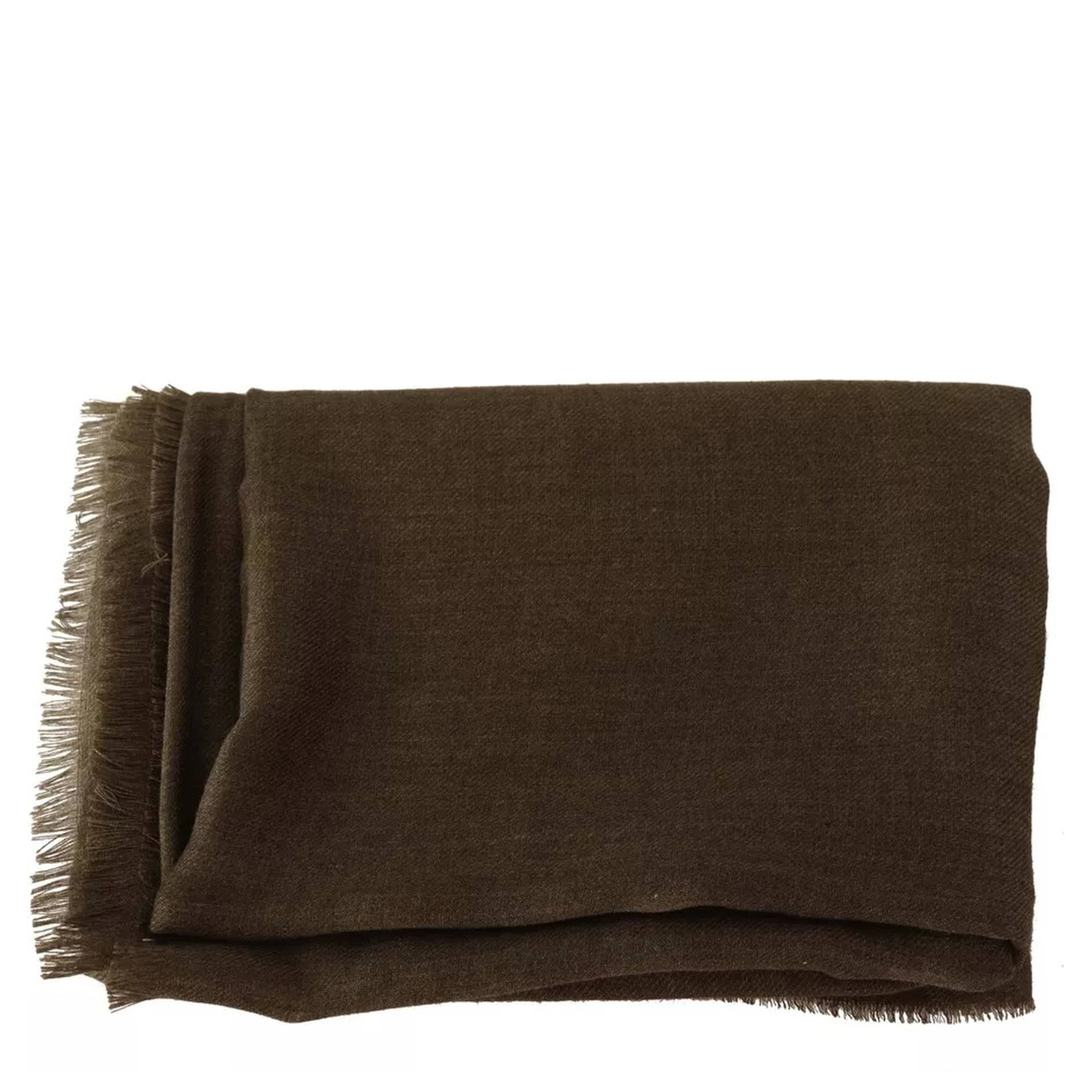 Green Striped Cashmere Wrap Fringes Scarf