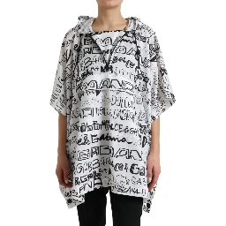 White Logo Print Hooded Blouson T-shirt Top