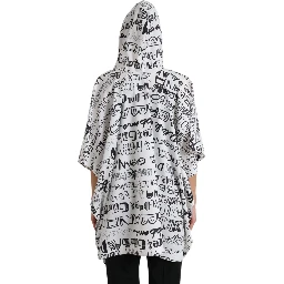 White Logo Print Hooded Blouson T-shirt Top