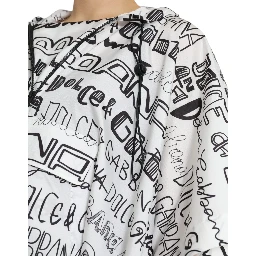 White Logo Print Hooded Blouson T-shirt Top