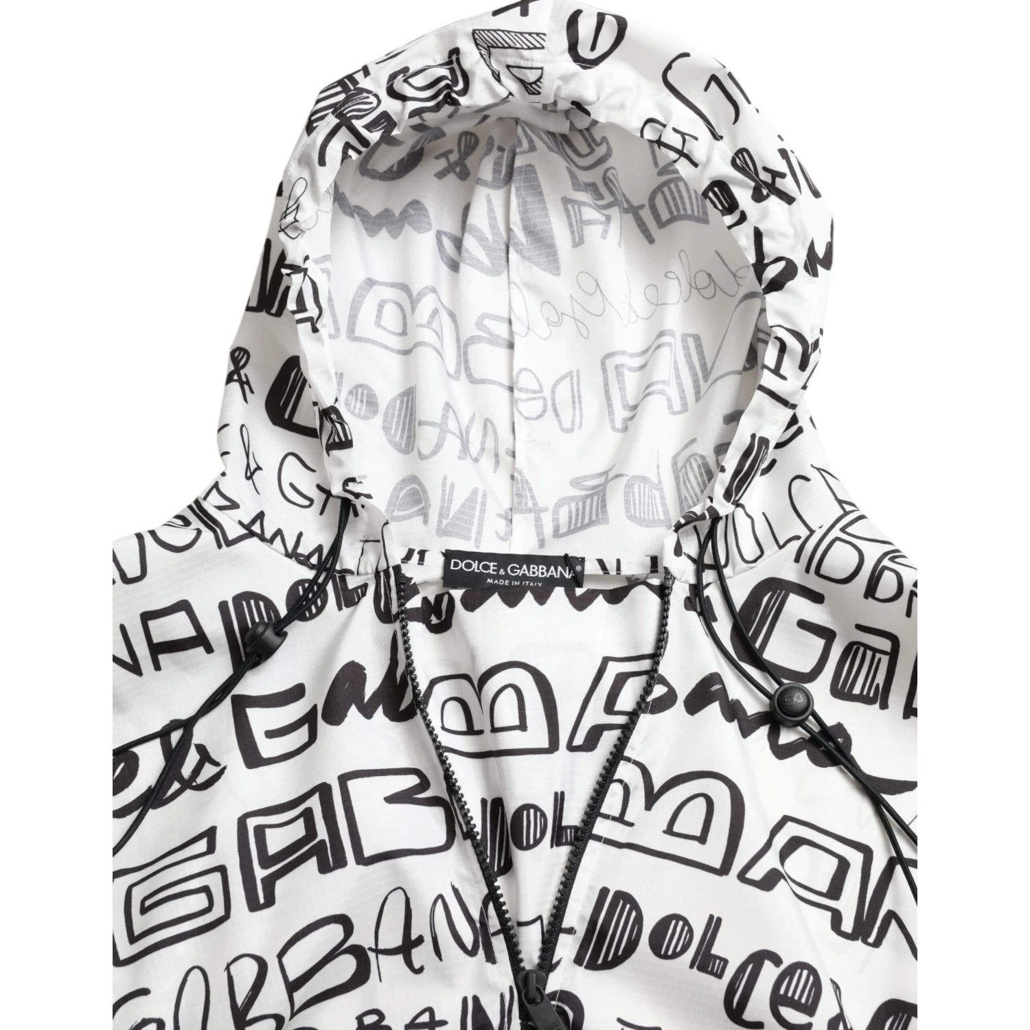 White Logo Print Hooded Blouson T-shirt Top