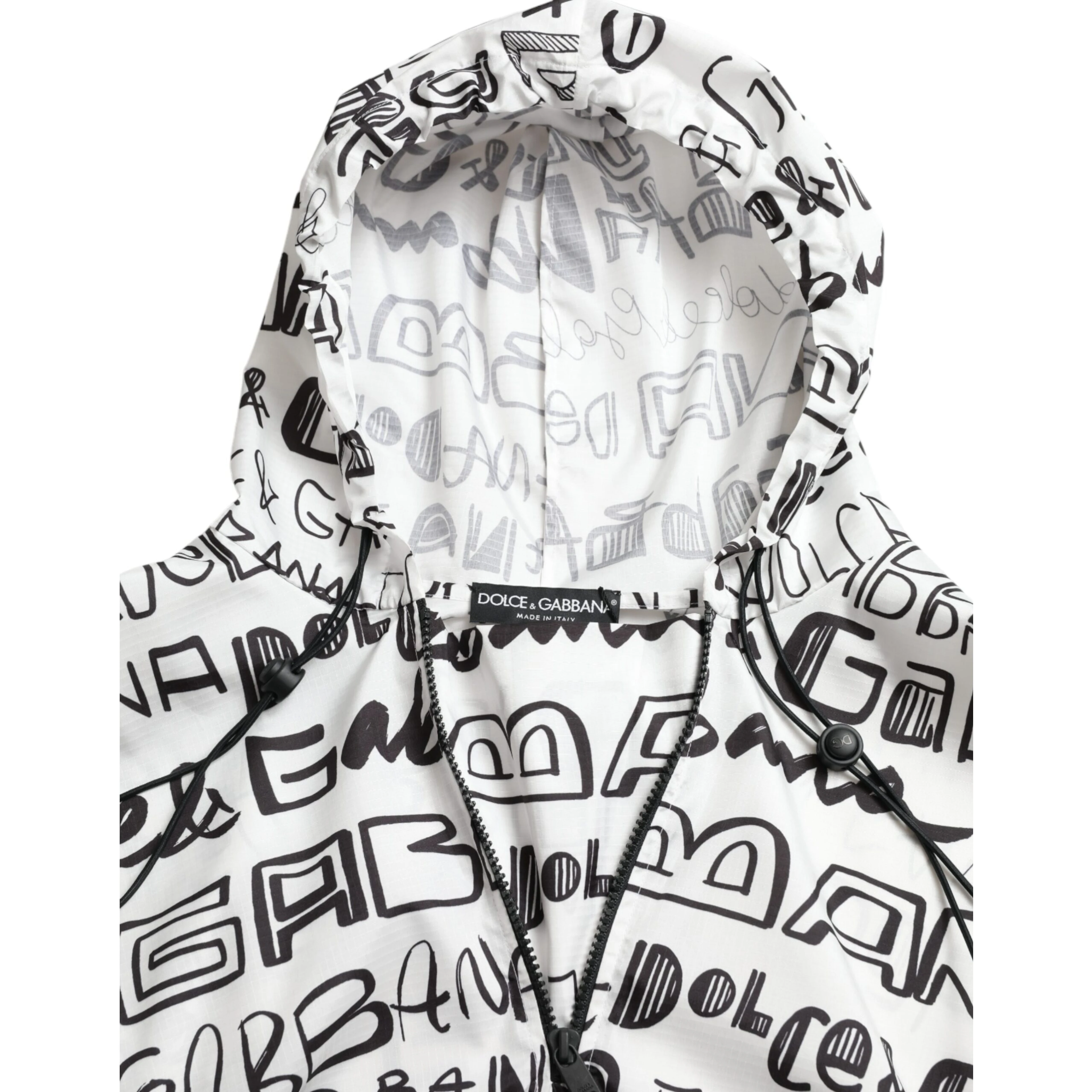 White Logo Print Hooded Blouson T-shirt Top