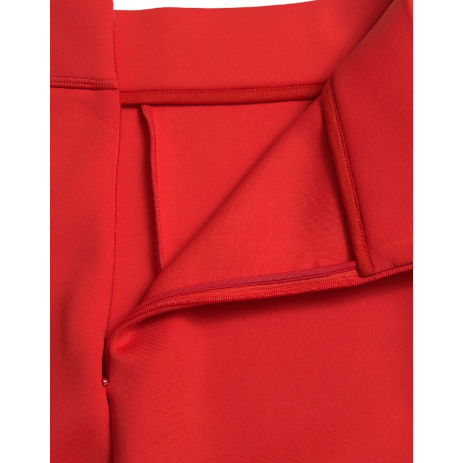 Red Nylon Stretch Slim Leggings Pants