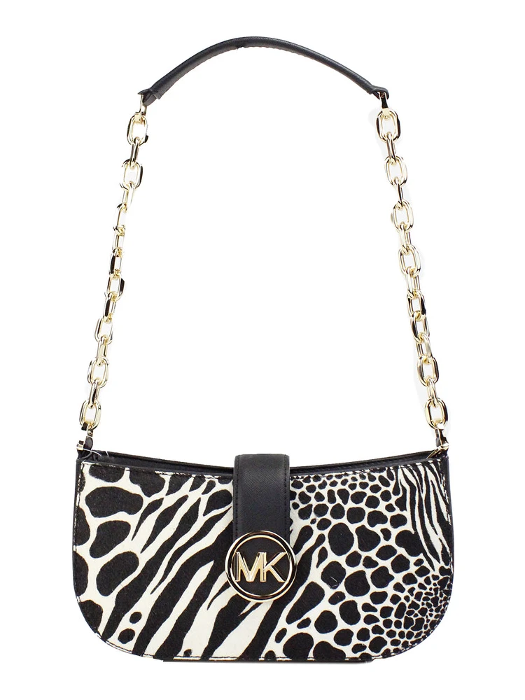 Carmen Small Black Haircalf Pouchette Shoulder Crossbody Bag