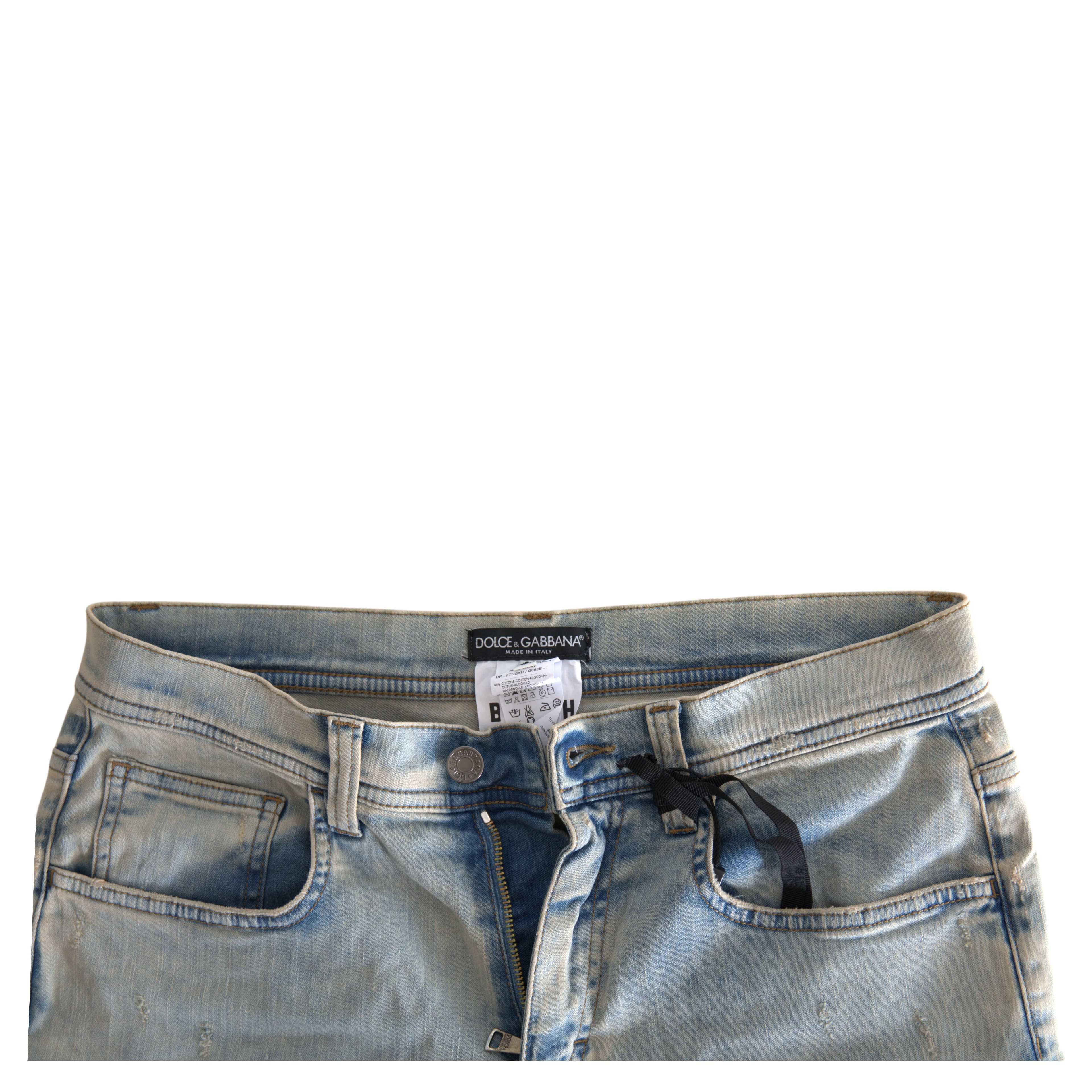 Blue Washed Cotton Mid Waist Skinny Jeans
