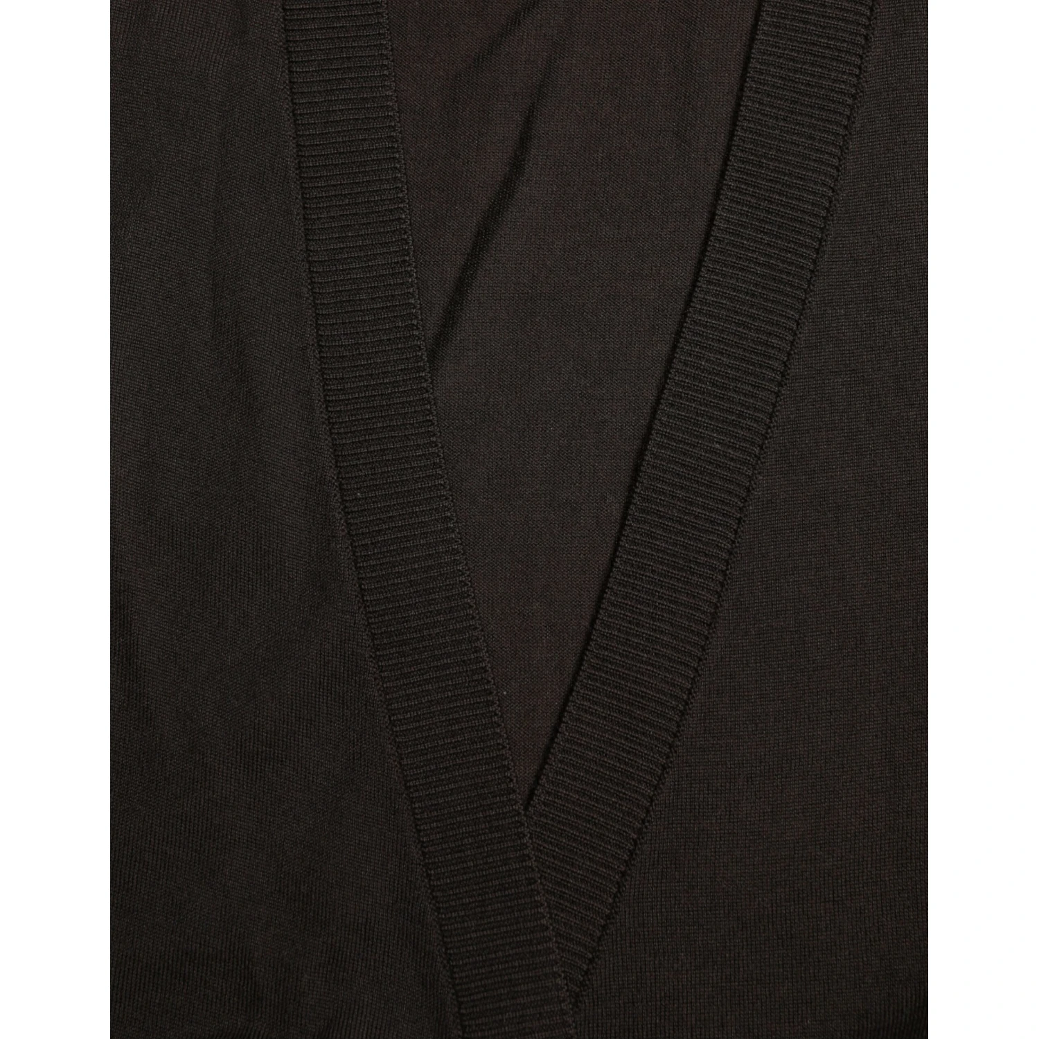 Black Wool V-neck Crossed Cardigan Sweater
