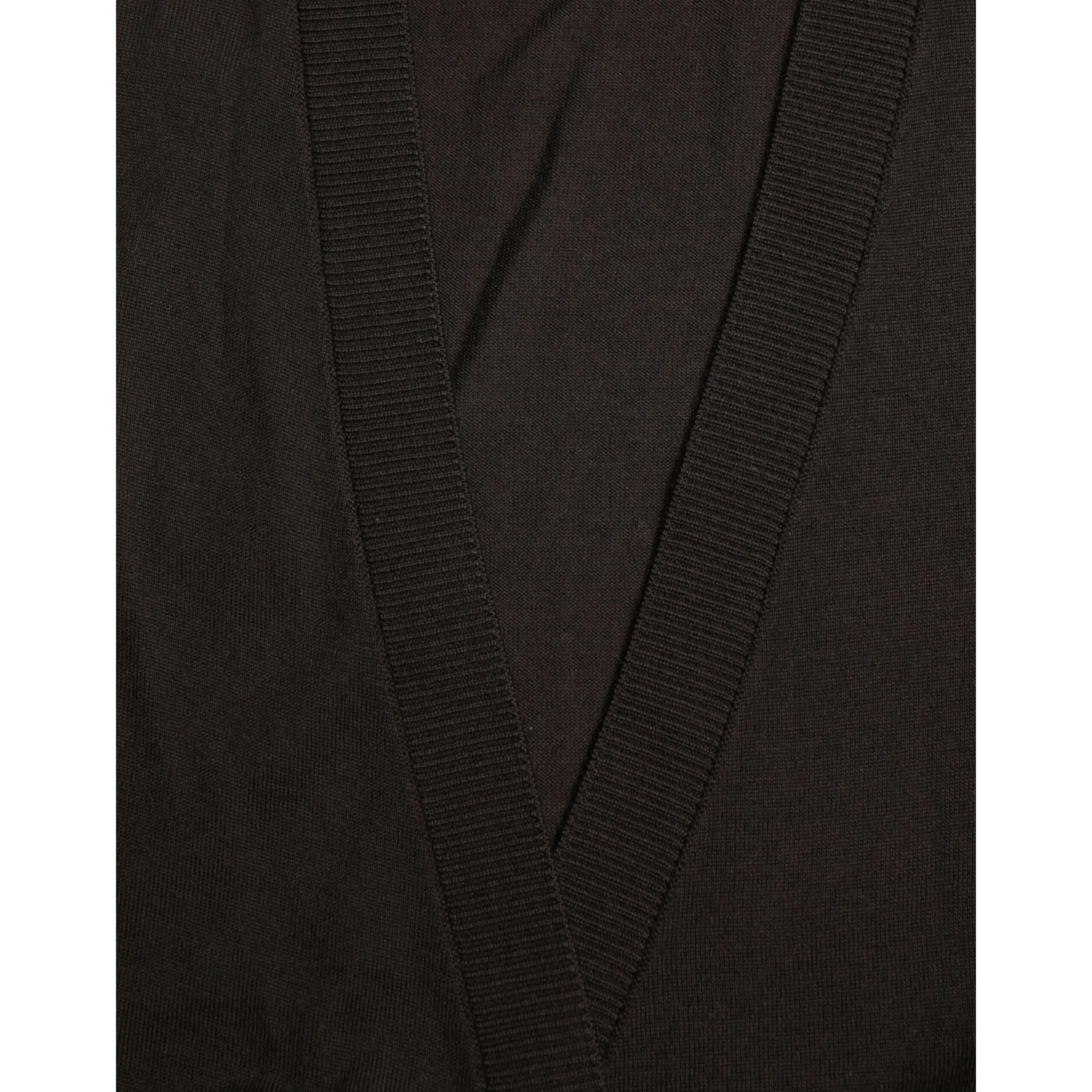 Black Wool V-neck Crossed Cardigan Sweater
