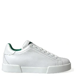 White Green Leather Portofino Sneakers Shoes