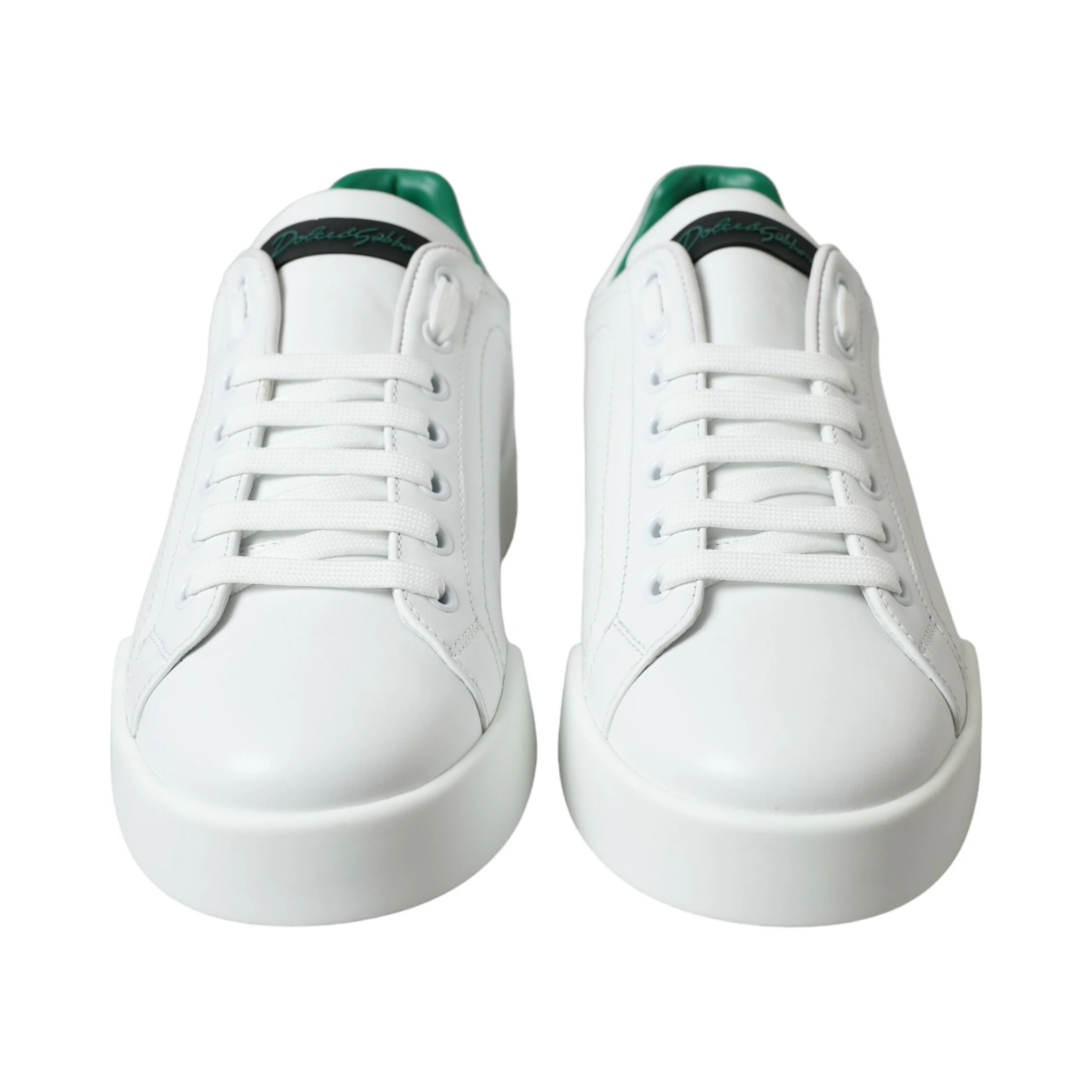 White Green Leather Portofino Sneakers Shoes