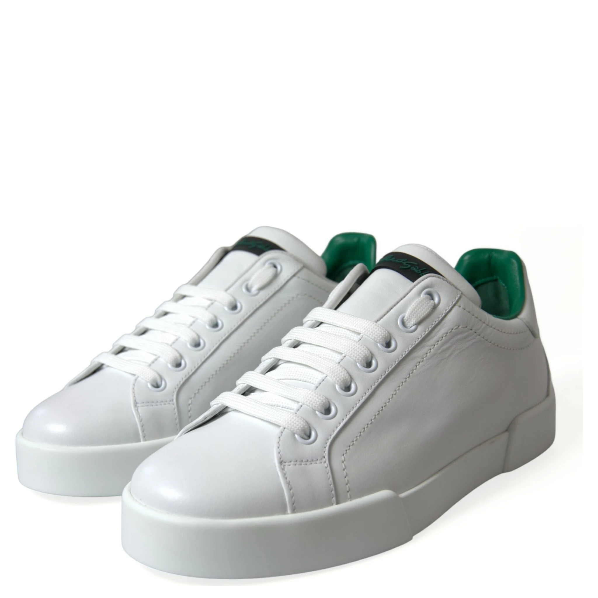 White Green Leather Portofino Sneakers Shoes