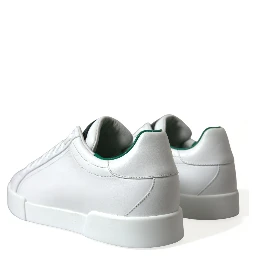 White Green Leather Portofino Sneakers Shoes