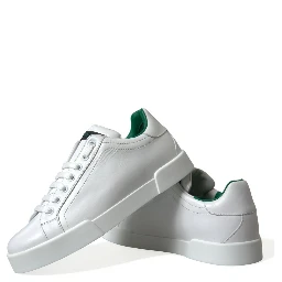 White Green Leather Portofino Sneakers Shoes