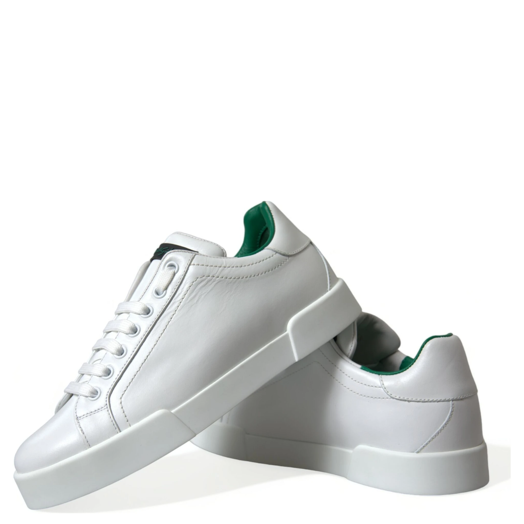 White Green Leather Portofino Sneakers Shoes