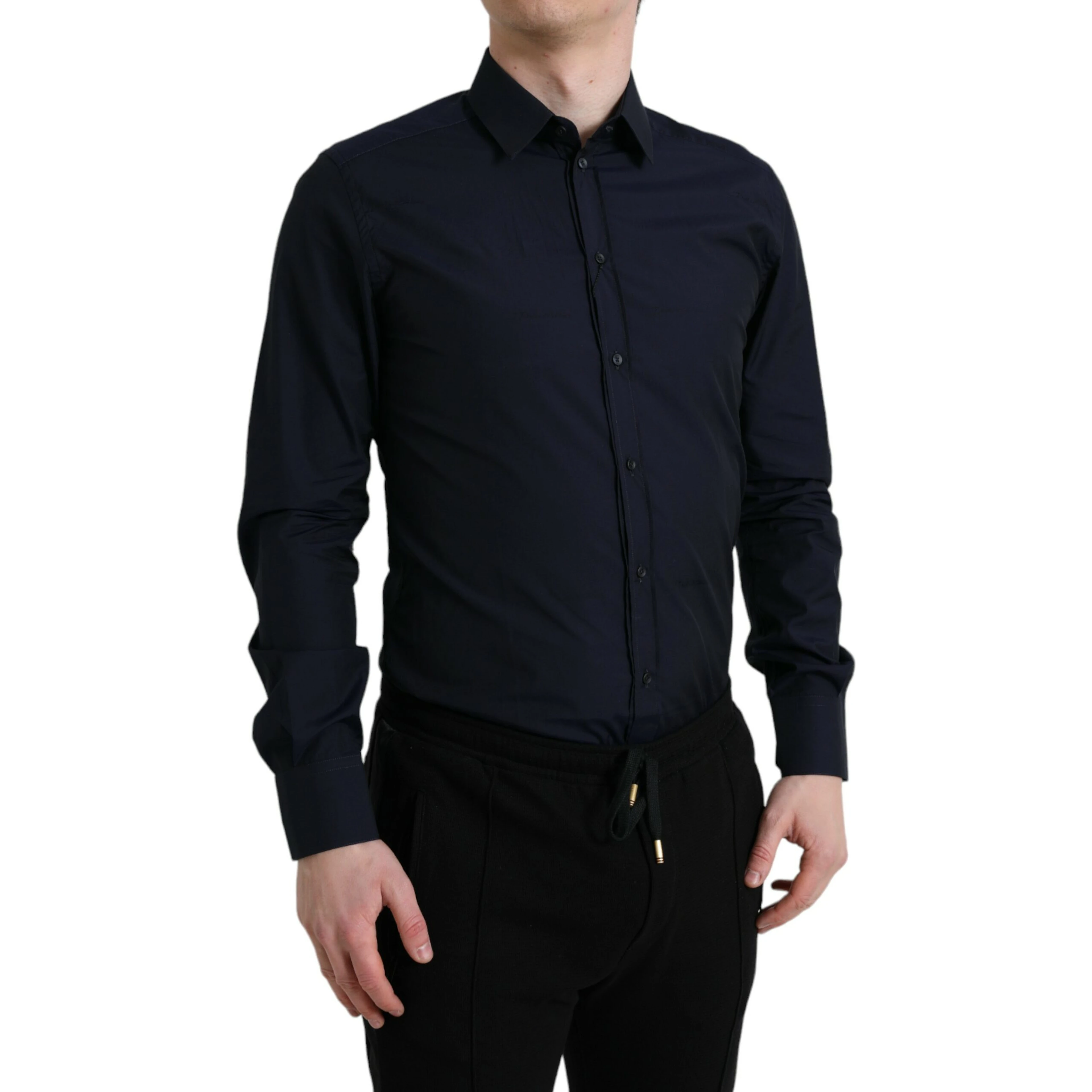 Navy Blue Slim Fit Formal GOLD Dress Shirt