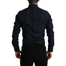 Navy Blue Slim Fit Formal GOLD Dress Shirt