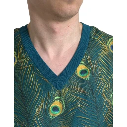 Green Peacock Feather Pullover Sweater