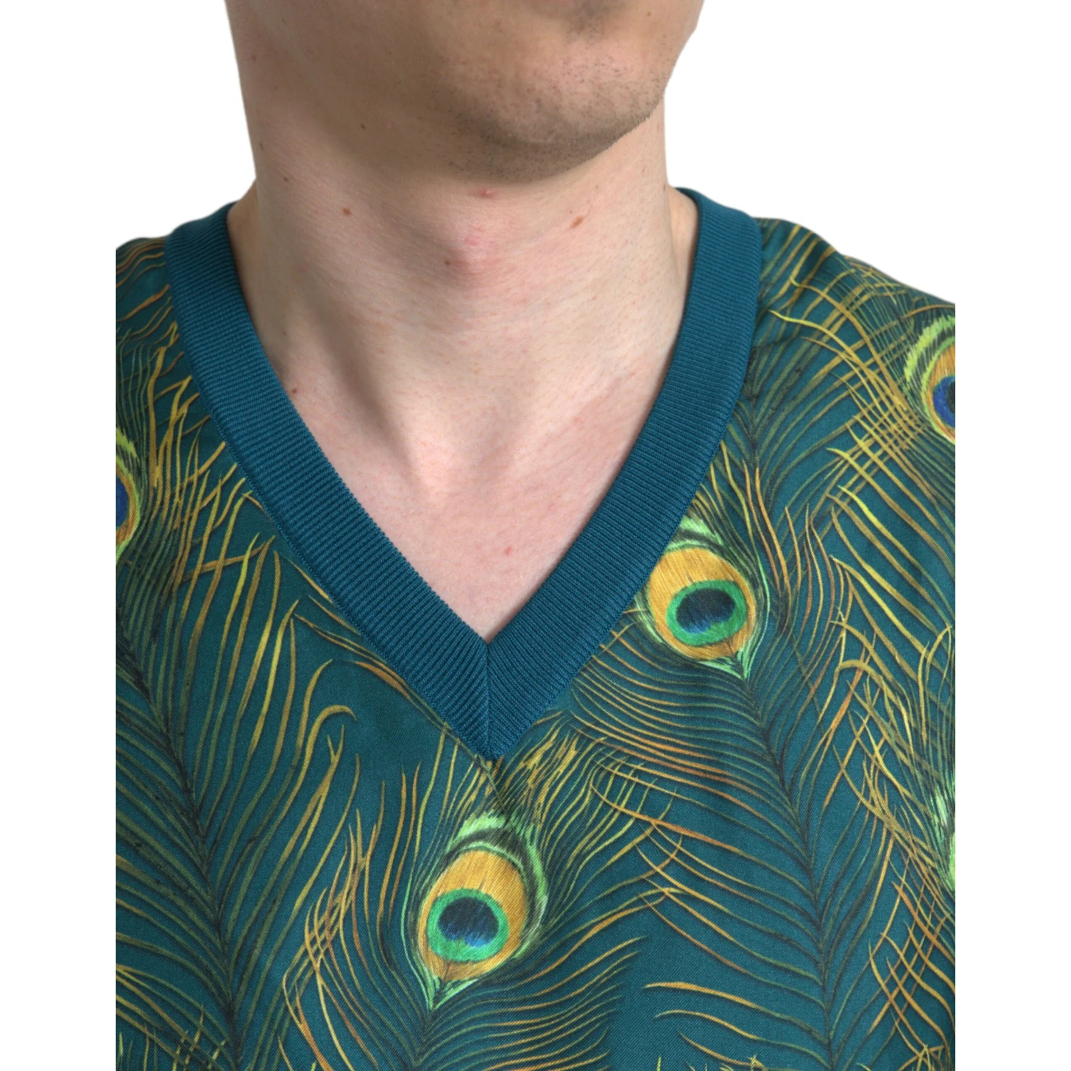 Green Peacock Feather Pullover Sweater