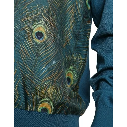 Green Peacock Feather Pullover Sweater