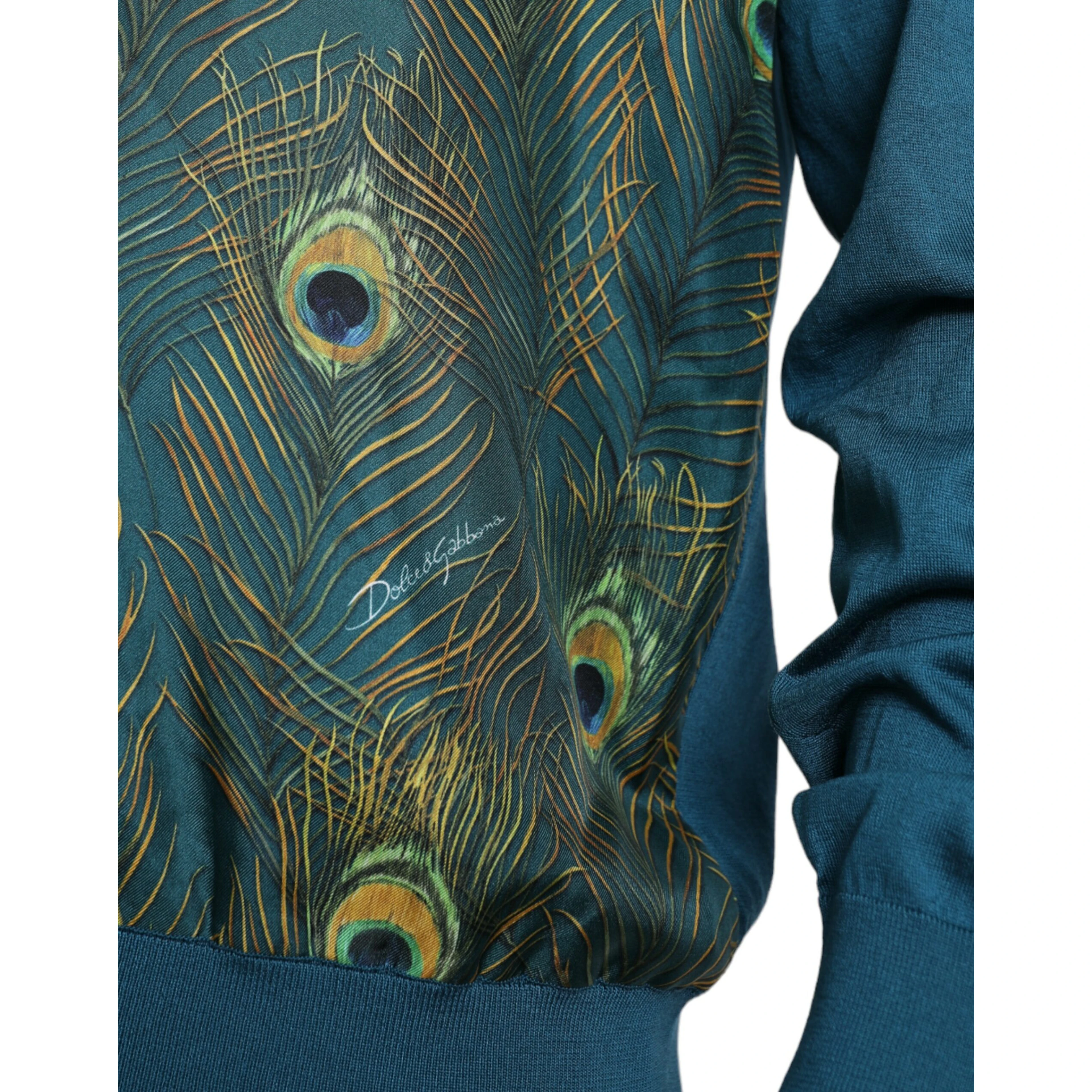Green Peacock Feather Pullover Sweater