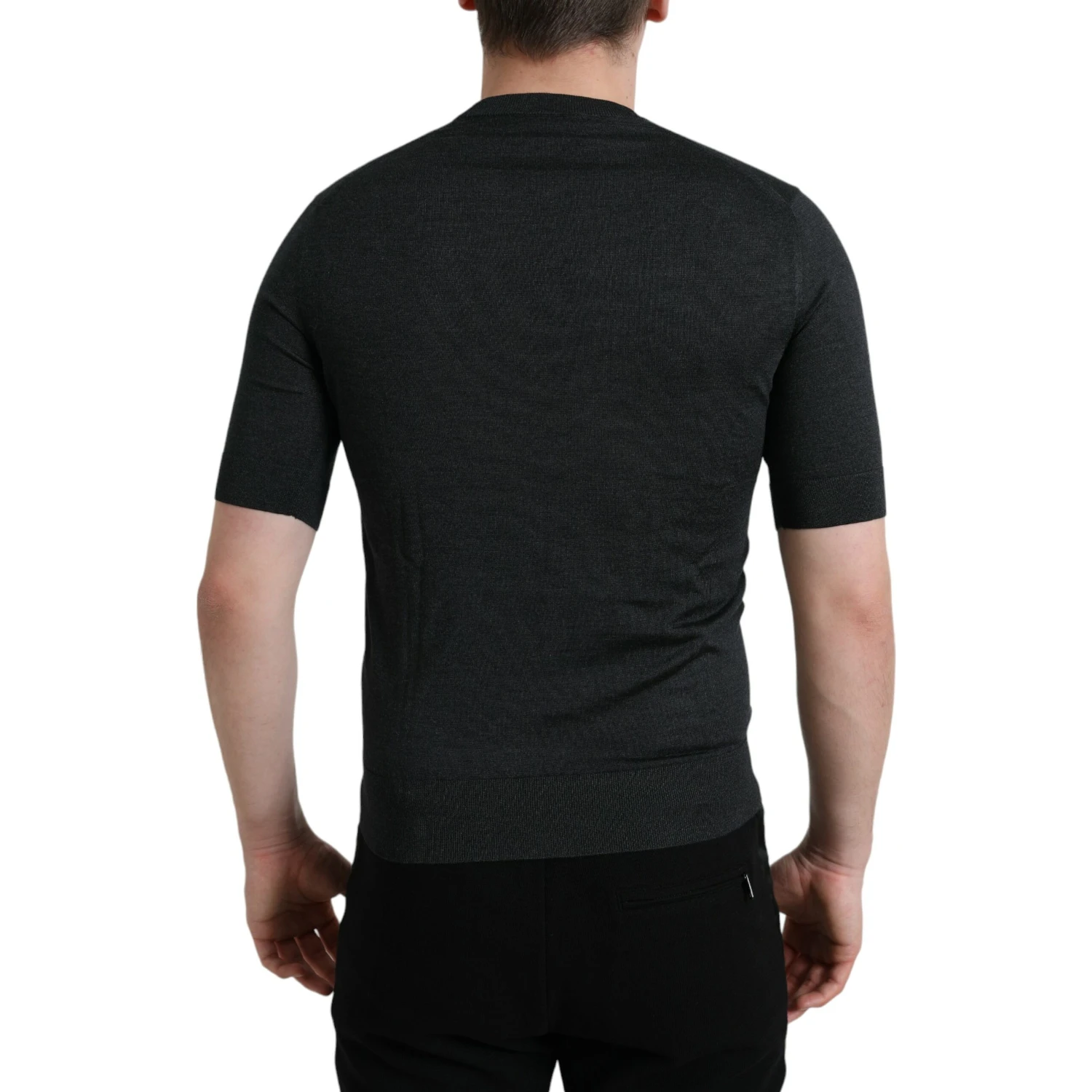 Dark Gray Crew Neck Short Sleeves T-shirt