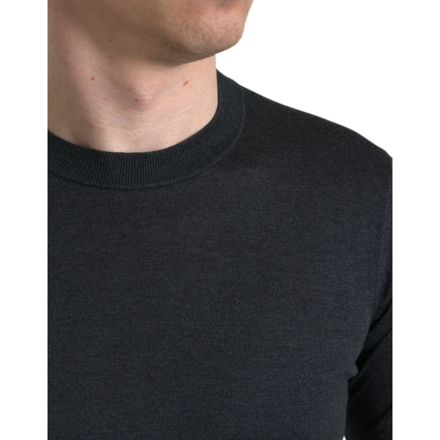 Dark Gray Crew Neck Short Sleeves T-shirt