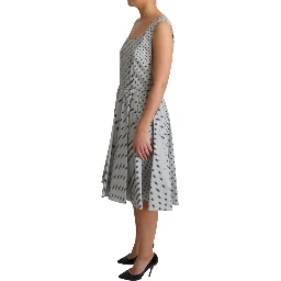 Gray Polka Dotted Cotton A-Line Dress