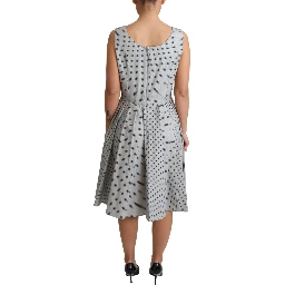 Gray Polka Dotted Cotton A-Line Dress