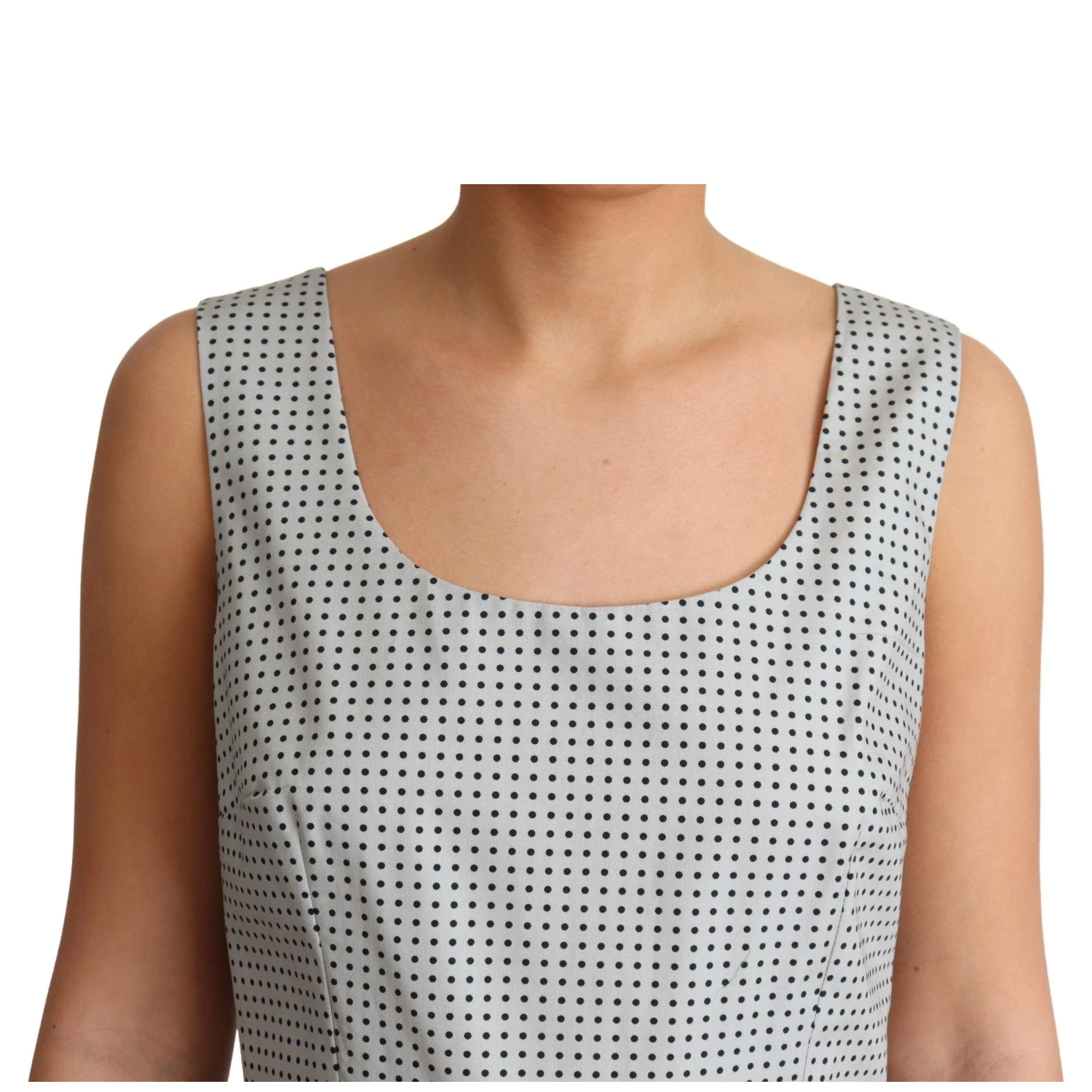 Gray Polka Dotted Cotton A-Line Dress