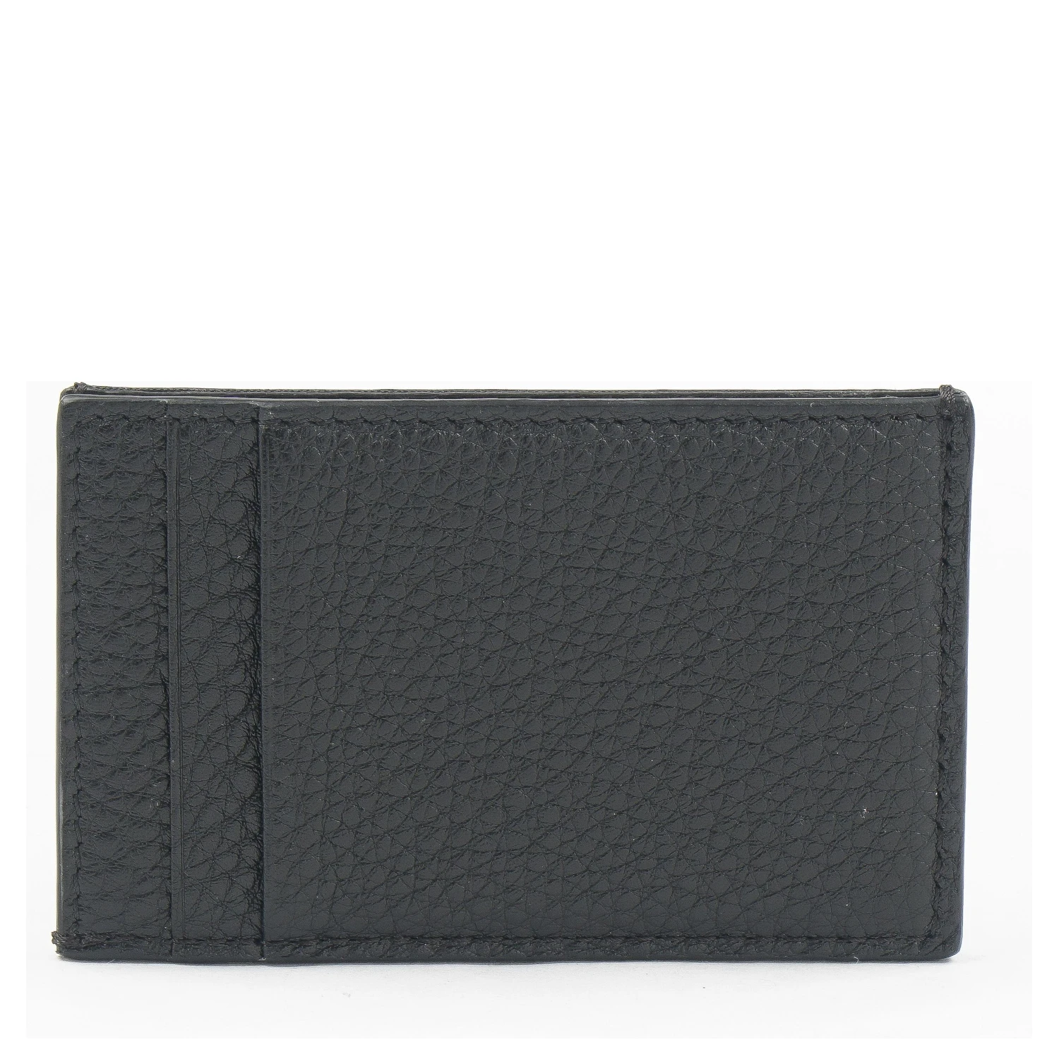 FF Logo Plaque Black Grain Leather Slim Cardholder