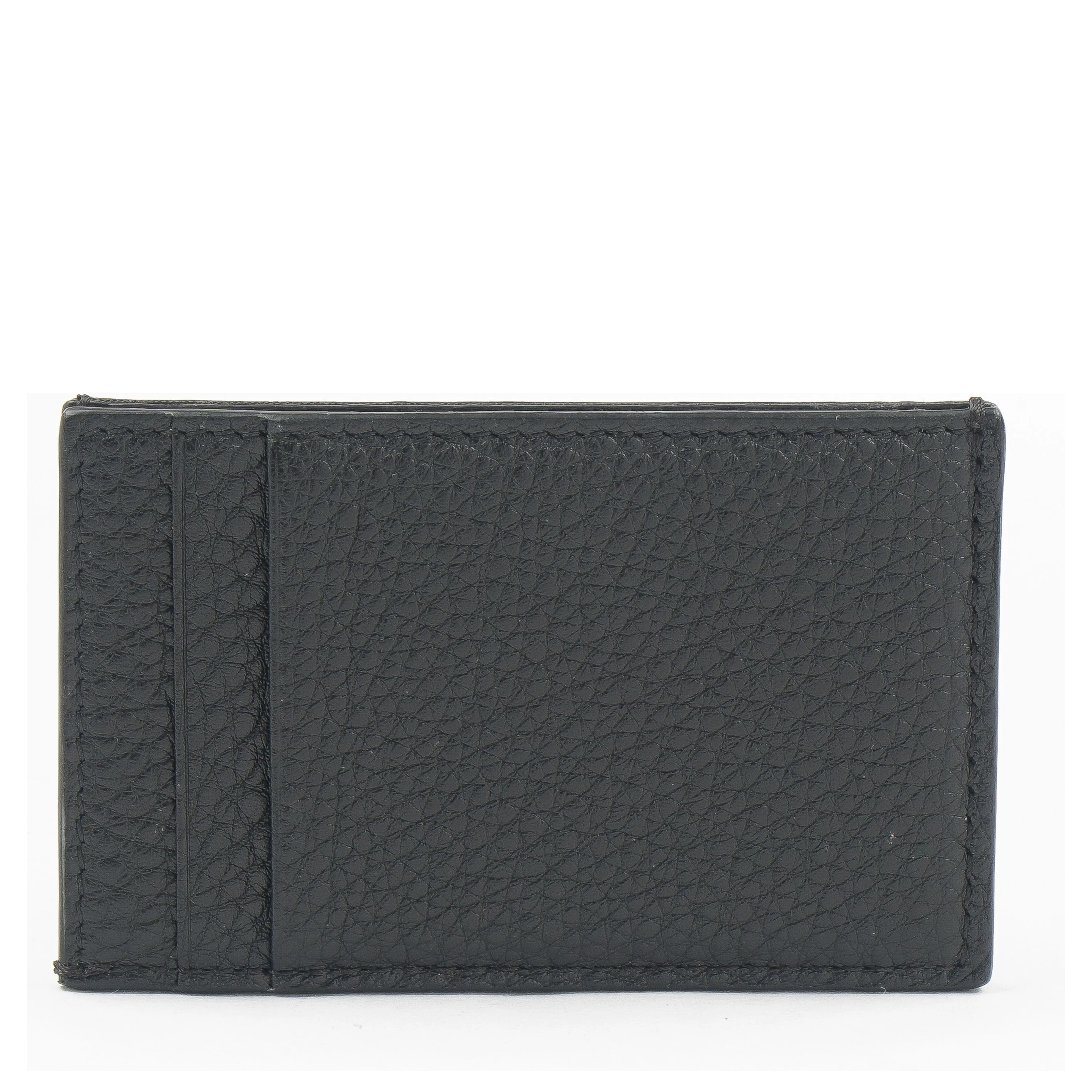 FF Logo Plaque Black Grain Leather Slim Cardholder