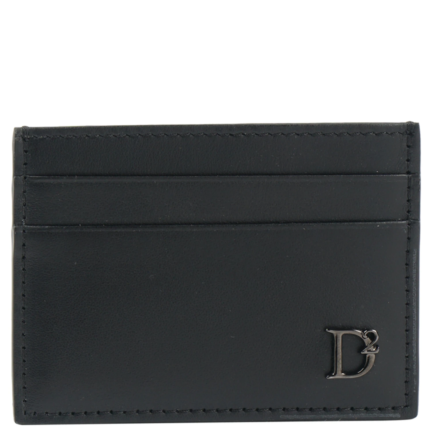 Logo-plaque leather card holder
