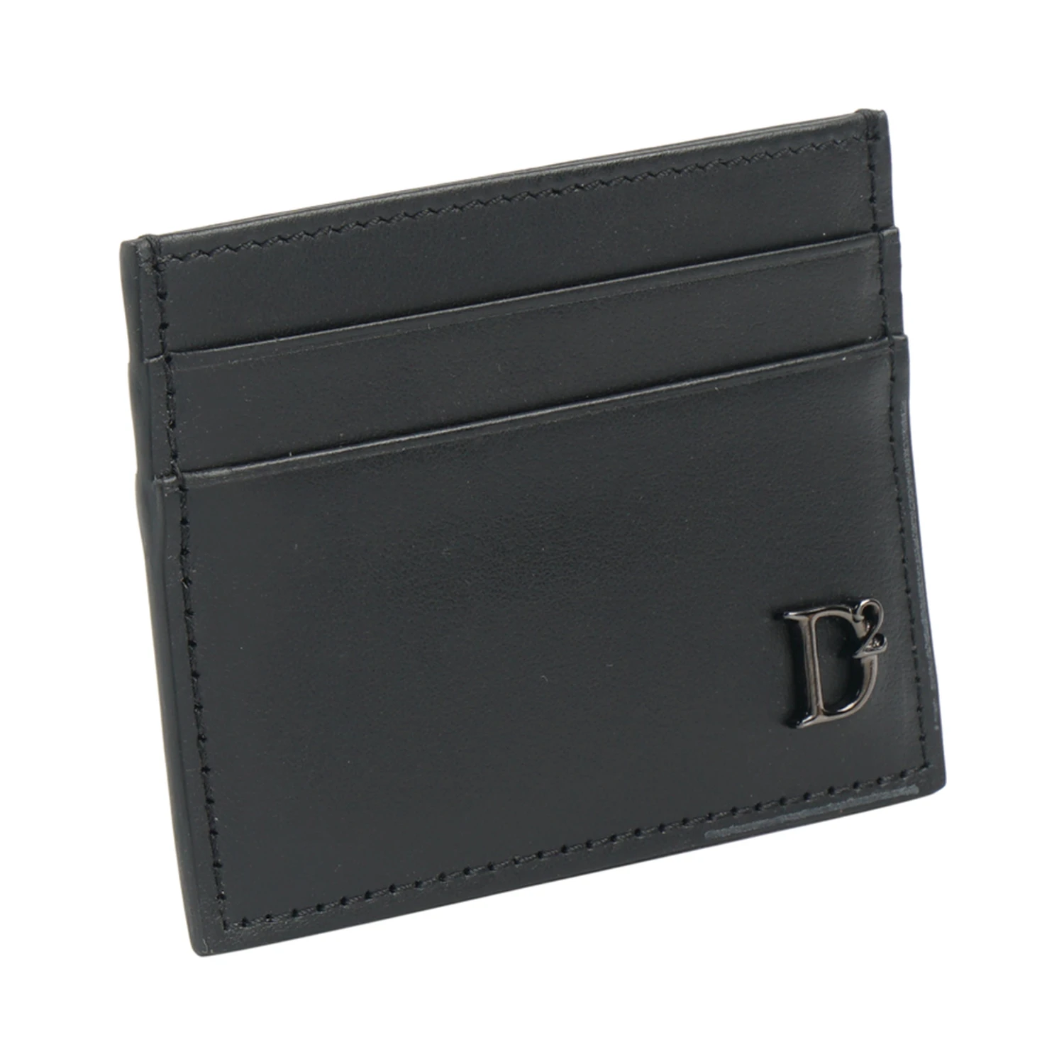 Logo-plaque leather card holder