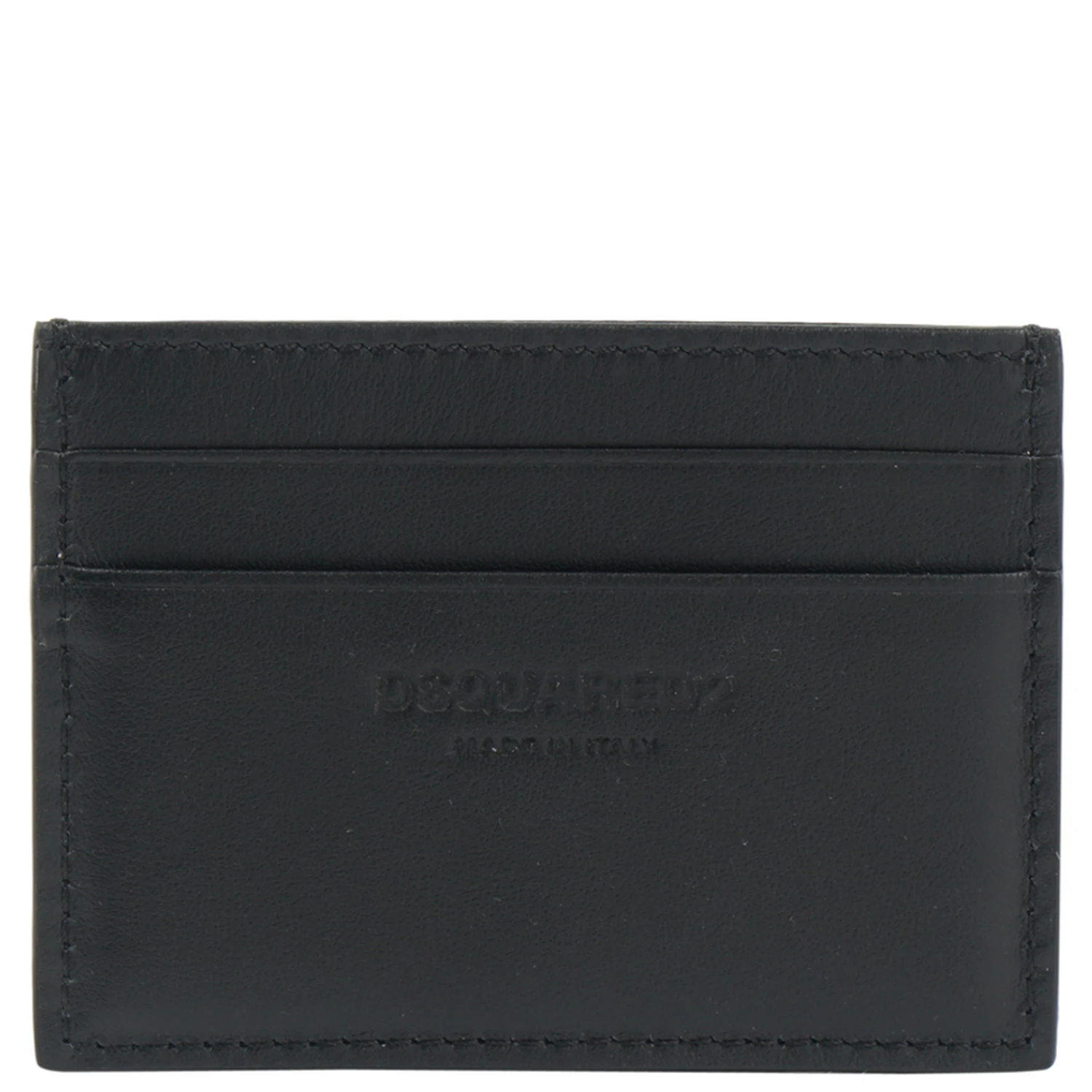 Logo-plaque leather card holder