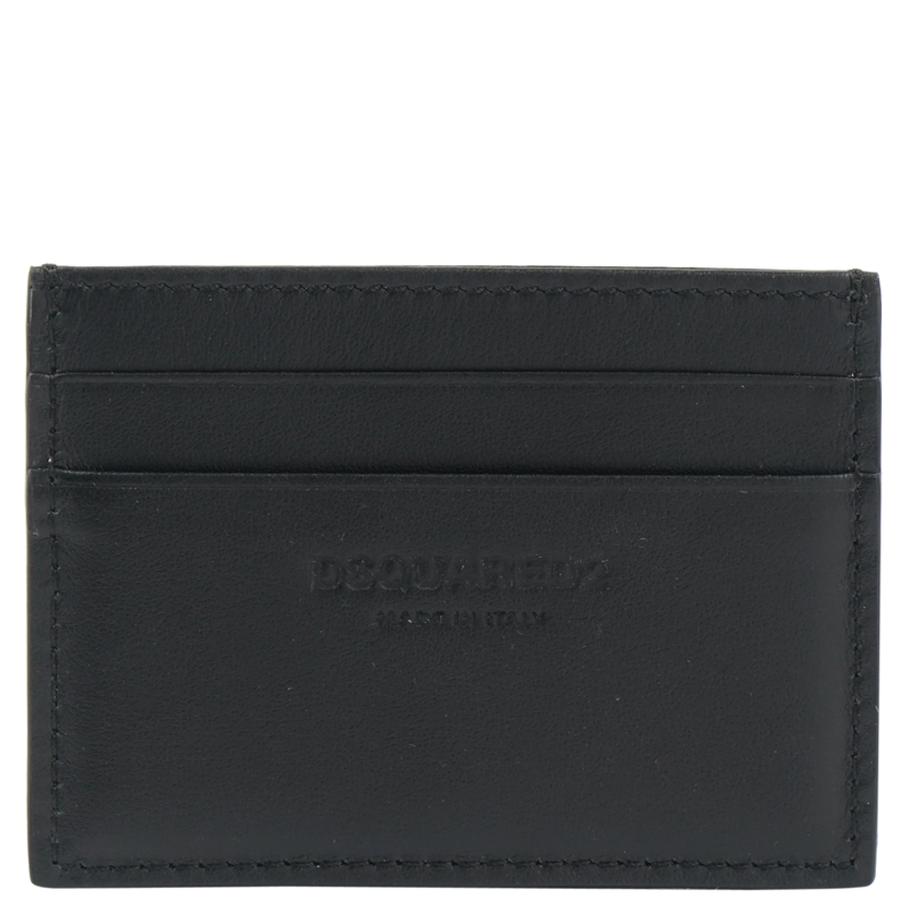 Logo-plaque leather card holder