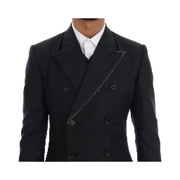 Gray Wool Double Breasted 3 Piece Suit