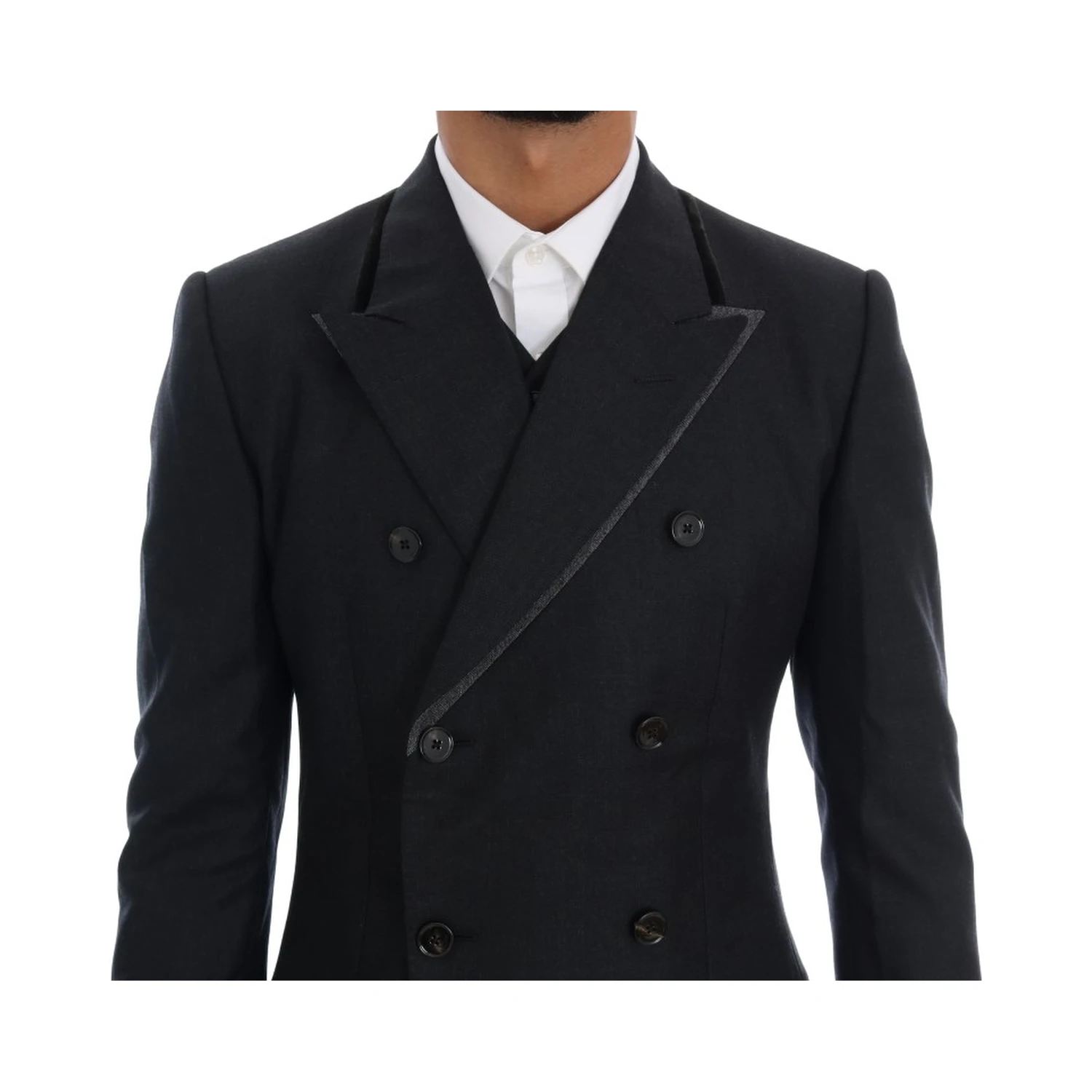 Gray Wool Double Breasted 3 Piece Suit