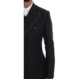 Gray Wool Double Breasted 3 Piece Suit