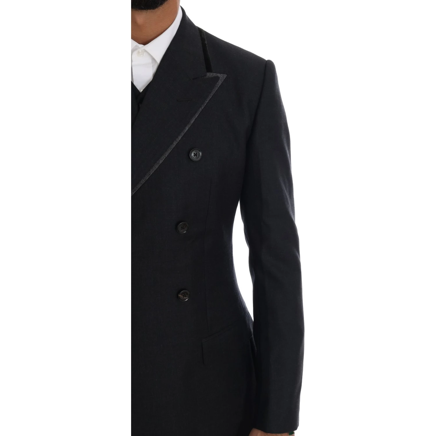 Gray Wool Double Breasted 3 Piece Suit