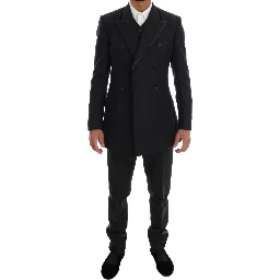 Gray Wool Double Breasted 3 Piece Suit