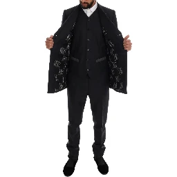 Gray Wool Double Breasted 3 Piece Suit