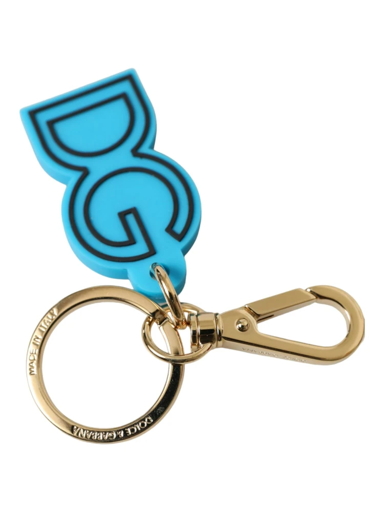 Blue Rubber Gold Tone Metal DG Logo Keyring Keychain alternative