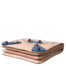 Beige Blue Agate Exotic Leather Gold Chain Purse Bag