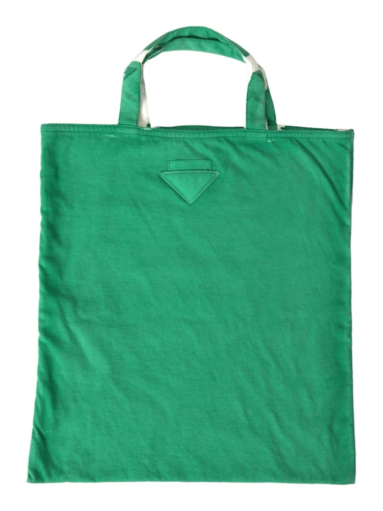Green Jersey Fabric Logo Shoulder Shopping Tote Shopping Bag