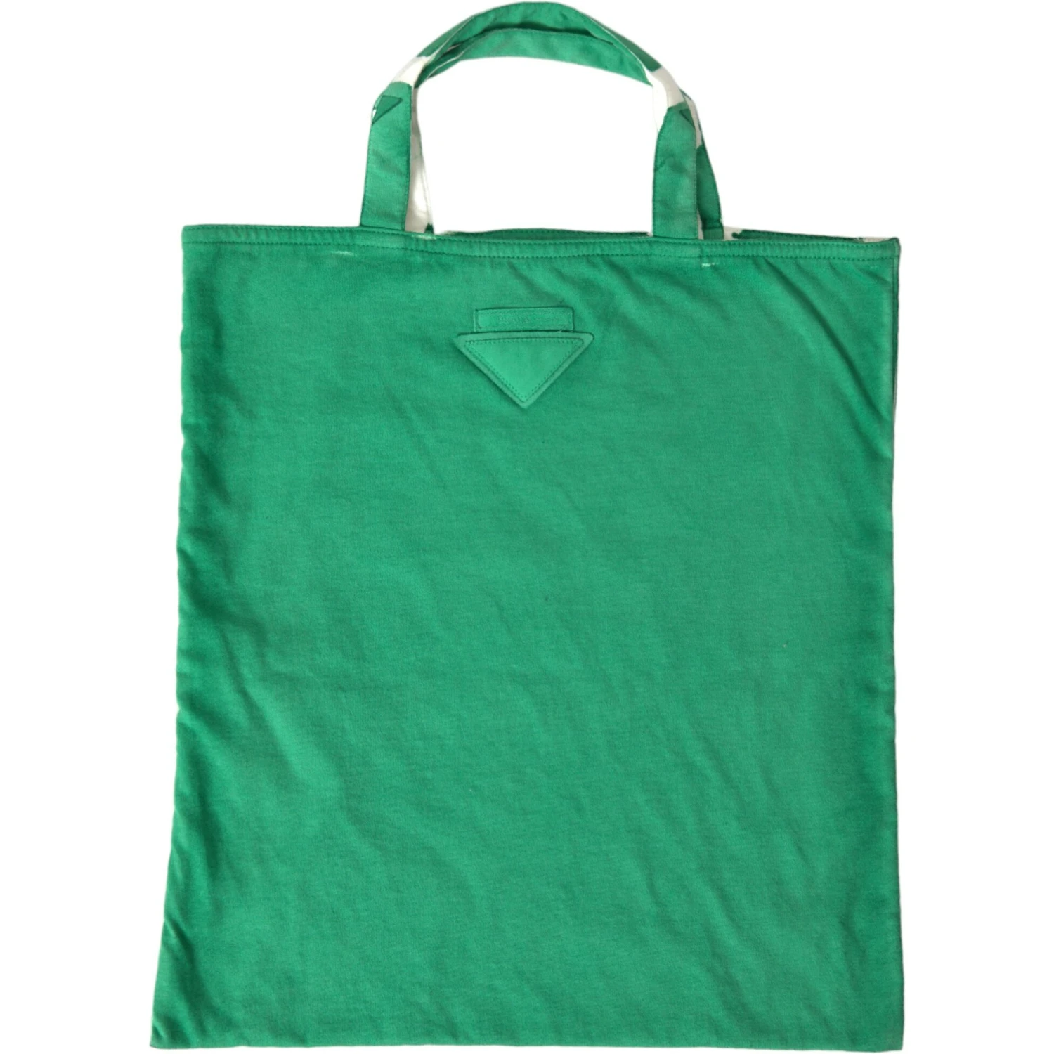 Green Jersey Fabric Logo Shoulder Shopping Tote Shopping Bag
