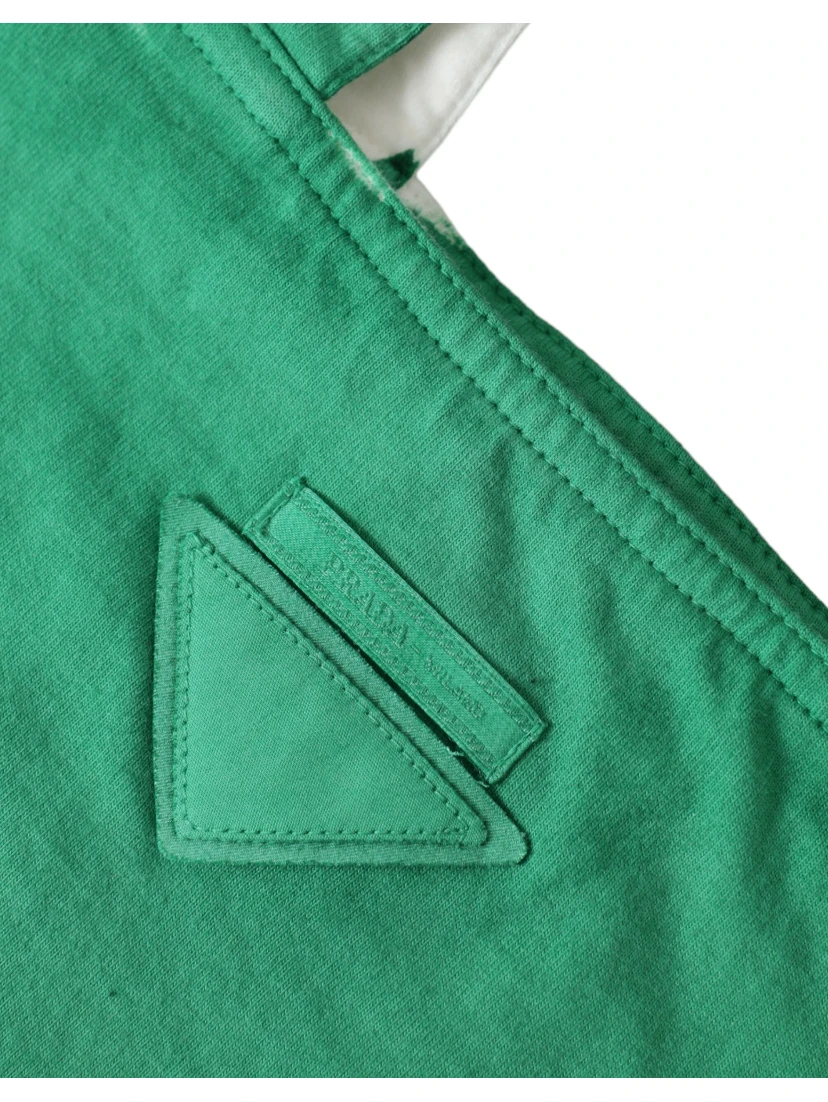Green Jersey Fabric Logo Shoulder Shopping Tote Shopping Bag